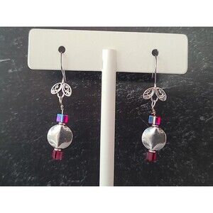 925 Sterling Silver Rhinestone Dangling Beaded Pierced Earrings Vintage READ